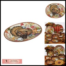 Certified International Harvest Blessings Ceramic Oval Turkey Platter 28737