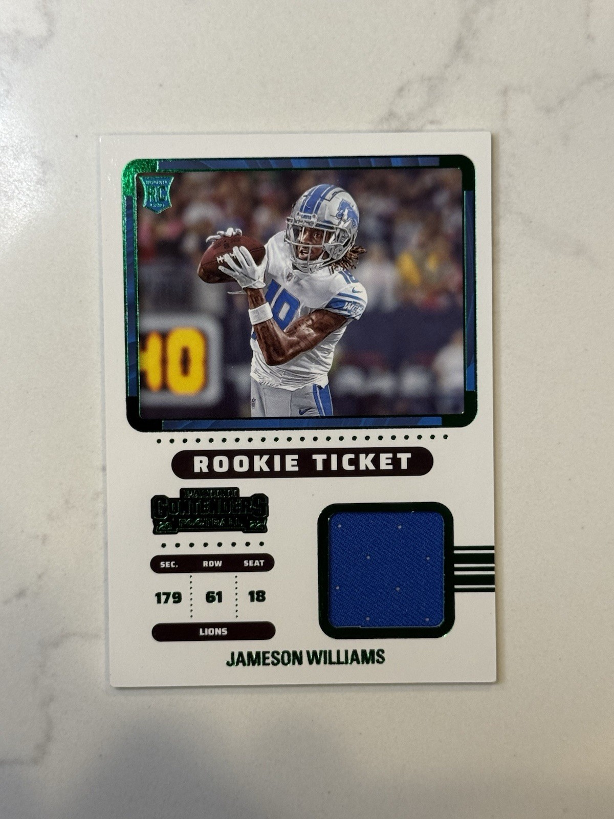 Jameson Williams Panini Contenders Rookie Ticket Swatches #RTSJWI Base