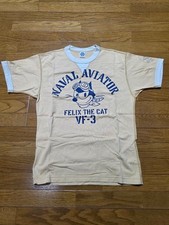 TOYS McCOY Felix The Cat Ringer T-Shirt Size S Beige Vintage