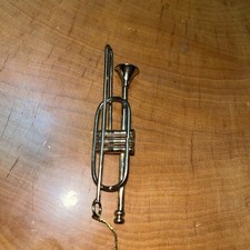 Vintage Mini Brass Trumpet Ornament Music Decor Christmas Horn Collectible