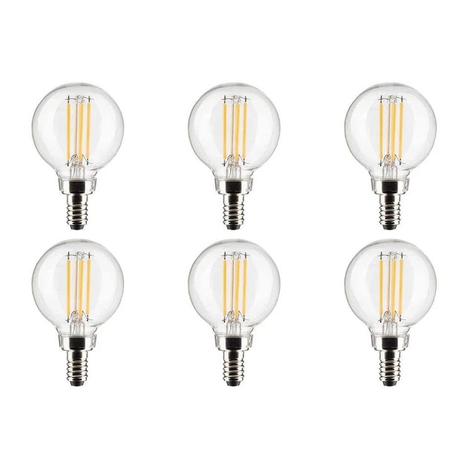 Satco S21205 40W G16.5 LED Clear Candelabra base 90 CRI 3000K 120V 6 Pack Globe - Image 2 of 2
