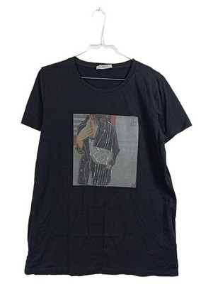 Amo&Roma Damen T-Shirt Schwarz Print Strass Gr. L/XL Casual