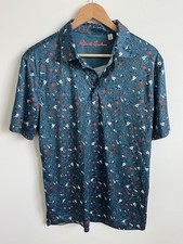 Robert Graham Mens Golf Polo Shirt Sailboat Martini Blue Sz Medium Classic Fit