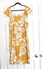 Old Navy Yellow Tropical Floral Square Neck Cap Sleeve Midi Sheath Dress XXL