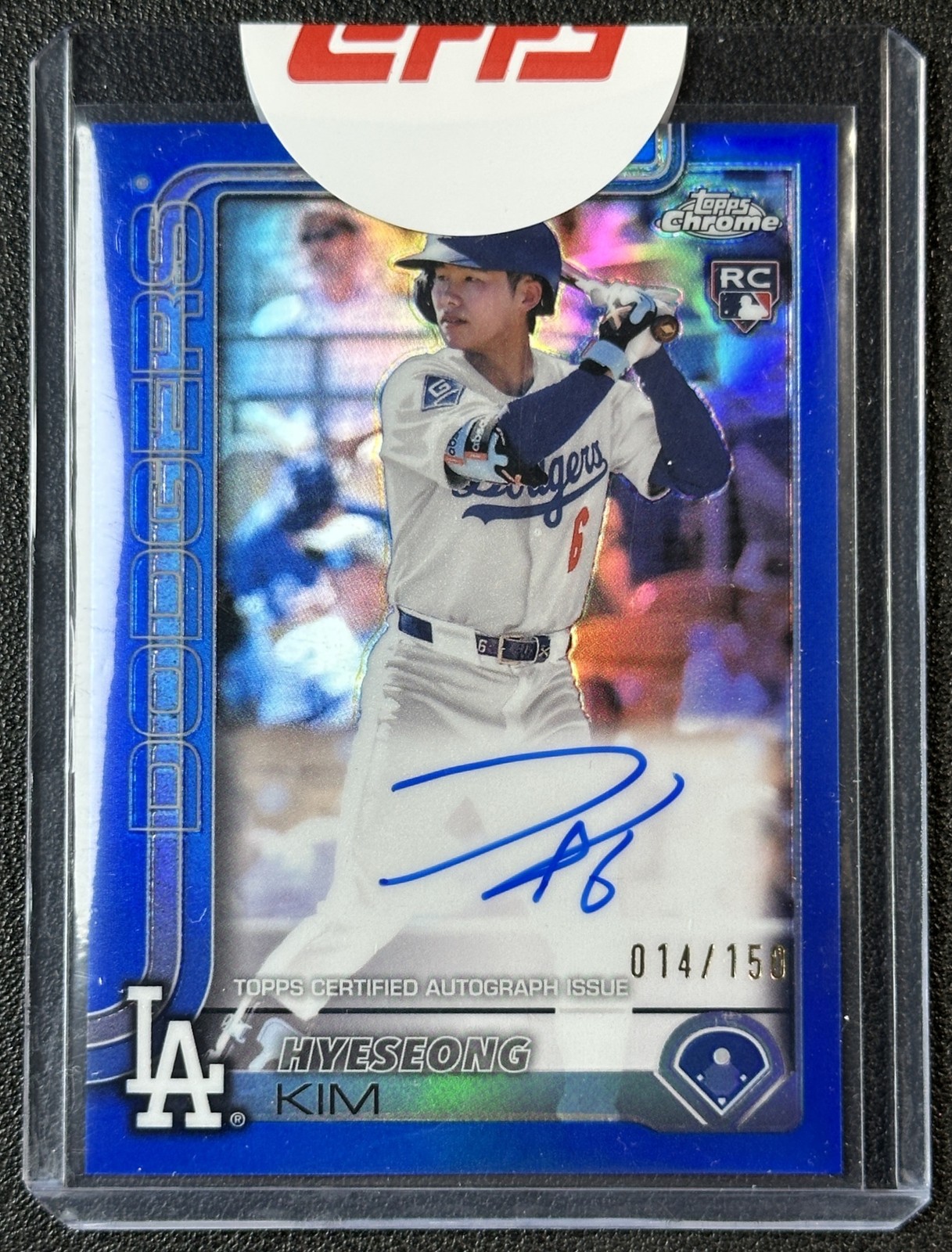 HYESEONG KIM 2025 TOPPS CHROME #RA-HYE ROOKIE AUTO BLUE REFRACTOR RC 14/150
