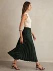 Reiss Womens Green Silk blend Midi Pleated Skirt