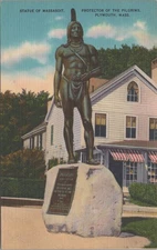 Statue of Massasoit Plymouth MA c1940 Postcard