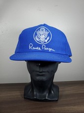 Vintage Ronald Reagan Library Hat Embroidered Logo Adjustable Cap Blue USA Made