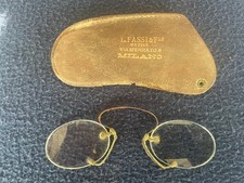 Antichi Occhiali Pince-Nez L. Fassi & Figlio Milano Con Custodia Originale