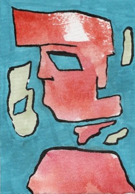 ACEO Original Art - Play Date - Ooak surreal expressionism  card by Kiefer Moore