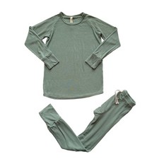 Childhoods Modal Ribbed Knit Pajama Set In Sage Size 8/9