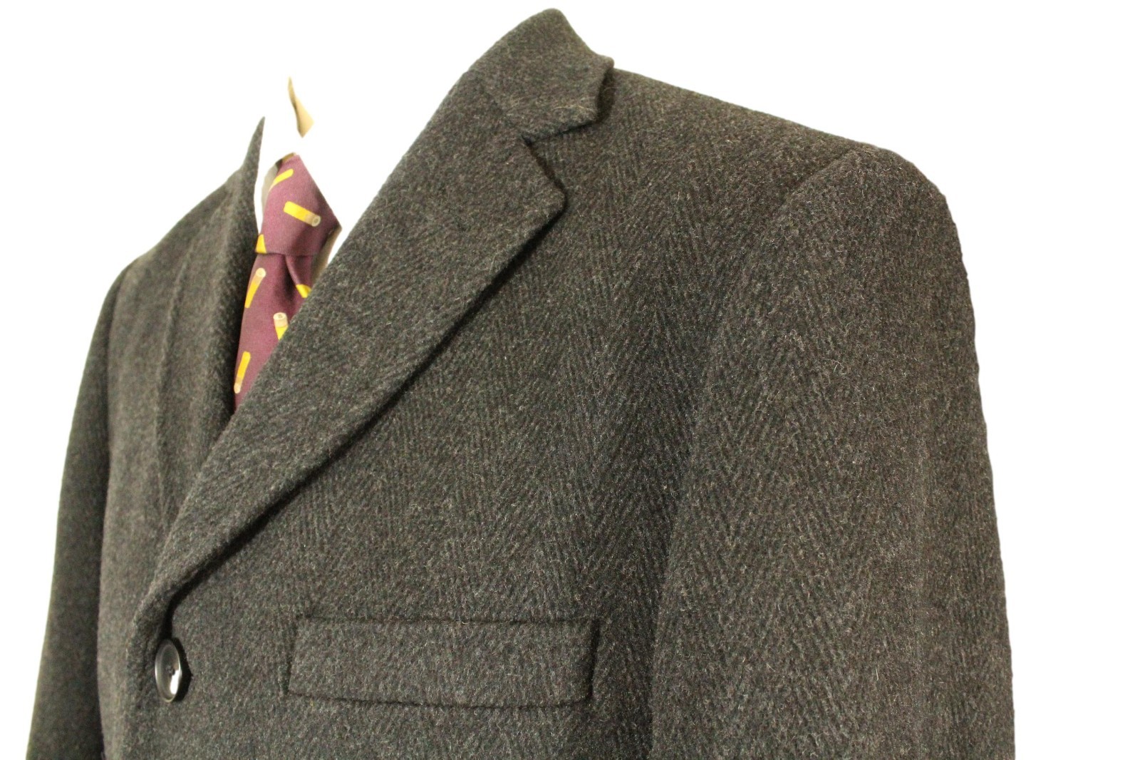 Greenwoods 38R Small Grey Tweed Modern Men's Overcoat image 3
