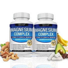 2Boxes Toplux Nutrition Magnesium Complex 1000mg Supports 8 Elemental Magnesium 