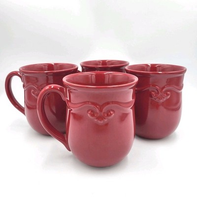 Princess House Pavillion Berry Mugs, 4.25'' T x 3.5'' D, Set Of 4
