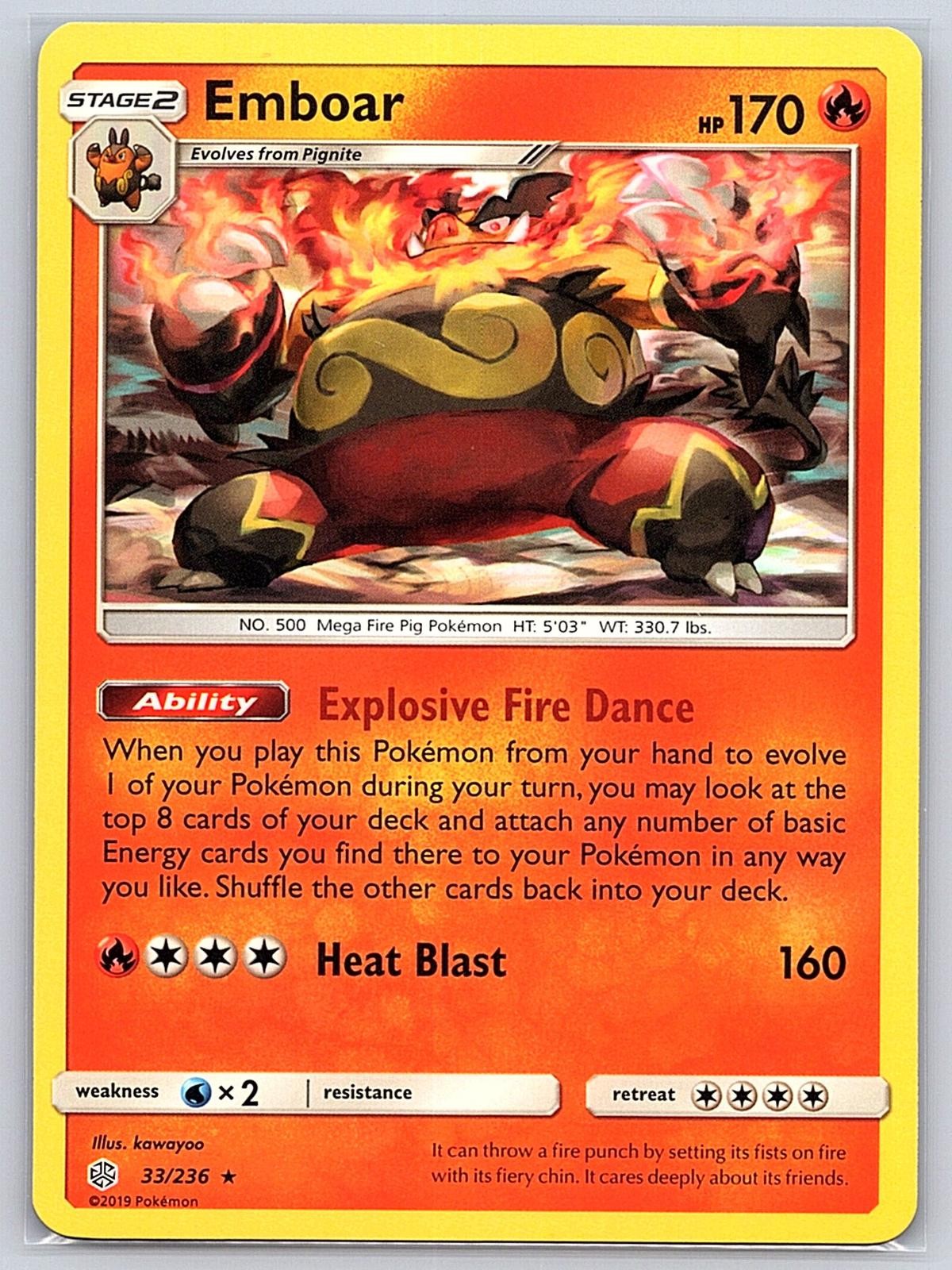 Emboar 33/236 Rare Cosmic Eclipse Pokemon LP