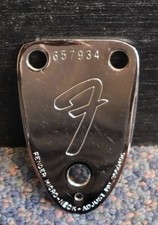 Vintage Fender 3 Bolt " F " Neck Plate - Tilt Adjustment - Chrome