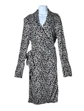 RARE Vintage Diane von Furstenberg Collector's Silk Wrap Dress Black Sz 6