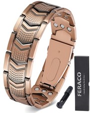 Feraco Copper Bracelet for Men 3X Strength,Magnetic Therapy Bracelet Copper J...