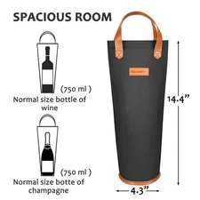 Wine Carrier Tote Bag Insulated 1 Bottle Cooler Carrying Case for Travel Picnic