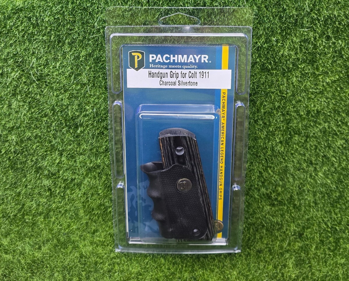 Pachmayr Colt 1911 Grip, Elegant Wood Style Charcoal Silvertone