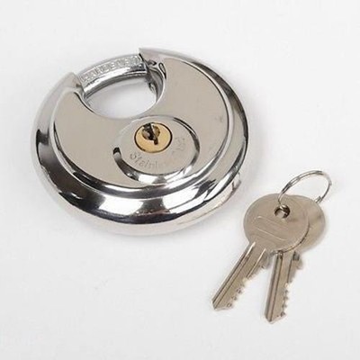 Single Piece Chrome Round Disc Bolt Cutter Proof Pad Lock Padlock Security