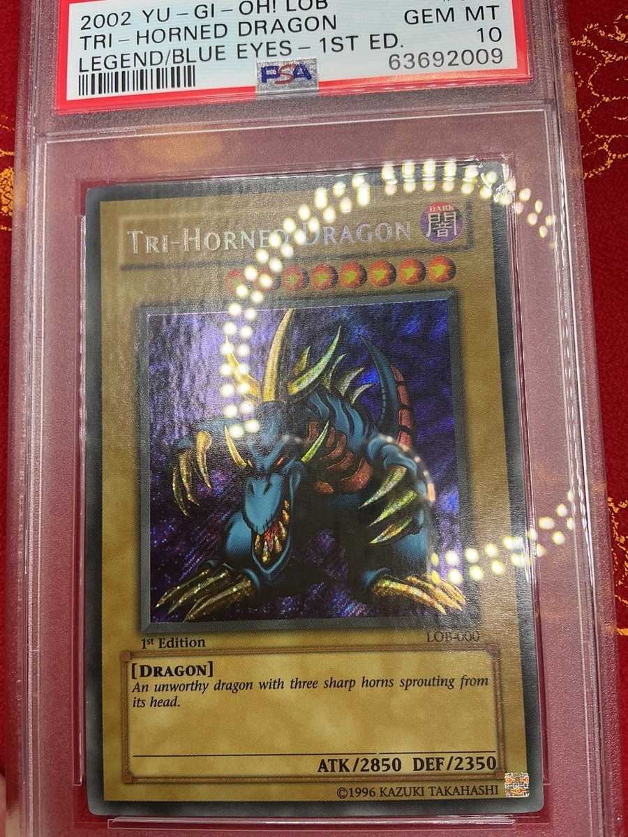 Tri-Horned Dragon LOB-000 WAVY 1st Edition Yugioh PSA 10 | eBay