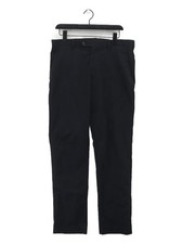 Uniqlo Men's Suit Trousers W 34 in Blue 100% Polyester Straight Dress Pants