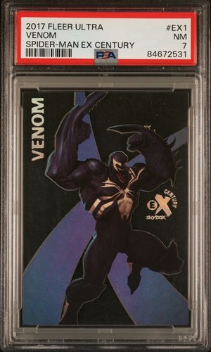 2017 Fleer Ultra Marvel MCU Spider-Man EX Century Card #EX1 Venom PSA 7 Pop 1