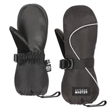 Kids Ski Mittens, Ski Winter Waterproof Thermal Snow Gloves S 4-6 Years Black