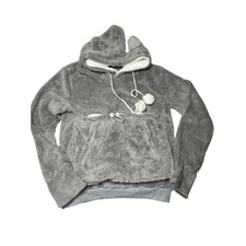 Fuzzy Hoodie Pet Cat Carrier Kangaroo Pouch Ears Adult Small Medium Gray New