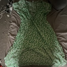 Nutmeg Floral Maxi Dress UK 16 Green/White Long Sleeveless Regular Fit