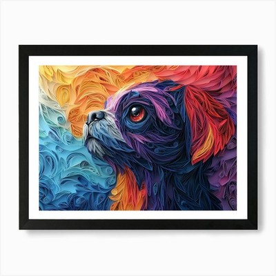 Brüsseler Griffon Papierkiel Hund Po gerahmtes Wandbild Poster Leinwanddruck Bild