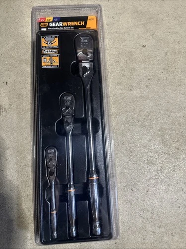 GearWrench 81276T 1/4" 3/8" 1/2" Drive 90 Tooth Locking Flex Head Teardrop...