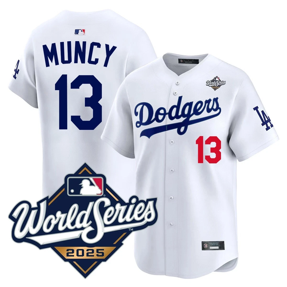 Dodgerss Men's #13 Max Muncy  2025 World Series Home Player Jersey