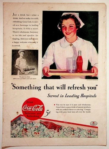 Coca-Cola 1934 Original Print Advertisement 8x11 Vintage Hospital Ad