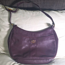 Etienne Aigner Burgundy Crescent Shoulder Bag Gold Hardware Logo