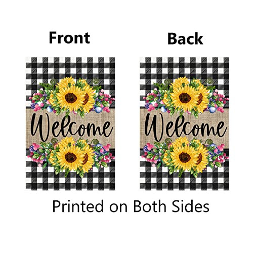 Summer Sunflower Garden Flag Welcome Flowers Berries Buffalo Plaid Yard Flag - Bild 2 von 7