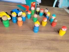 1970s Fisher Price Little People & Cars Mixed Lot Wooden Vintage Lot Of 21 Pcs