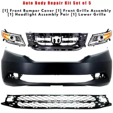 Front Bumper Cover Fascia and Grille Assembly Kit For 2014-2017 Honda Odyssey
