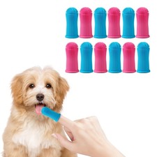 12pk Food Grade Silicone Finger Pet Toothbrushes for Dogs Cats Dental Care