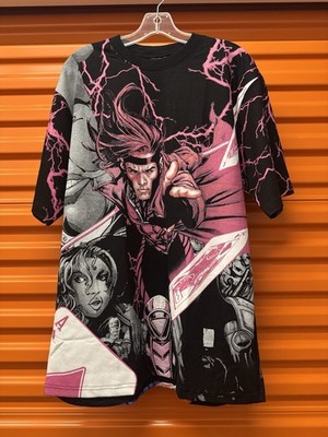 Gambit X-Men Marvel Modern AOP Black T-shirt Size XL Crown Tag All Over Print