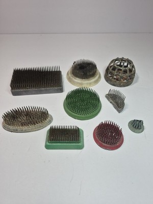 Vintage Metal Flower Frogs Lot of 9 Pieces Floral Arranging Metal Spikes Cage