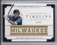 2017 National Treasures Orlando Arcia /99 Rookie Materials Timeline Jersey RC