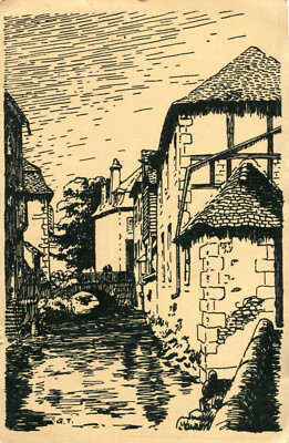 Le Vieux NEVERS Pont sur la Nièvre map illustrated by G Tardy