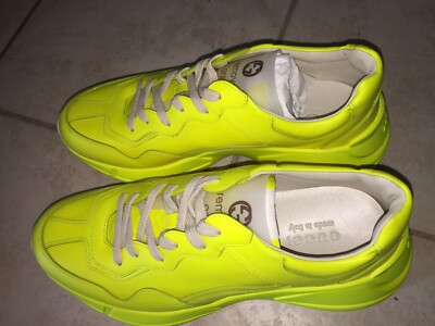 GUCCI 100%AUTH BRIGHT NEON YELLOW RYTHON COMFY WALK SNEAKERS  display picture 3