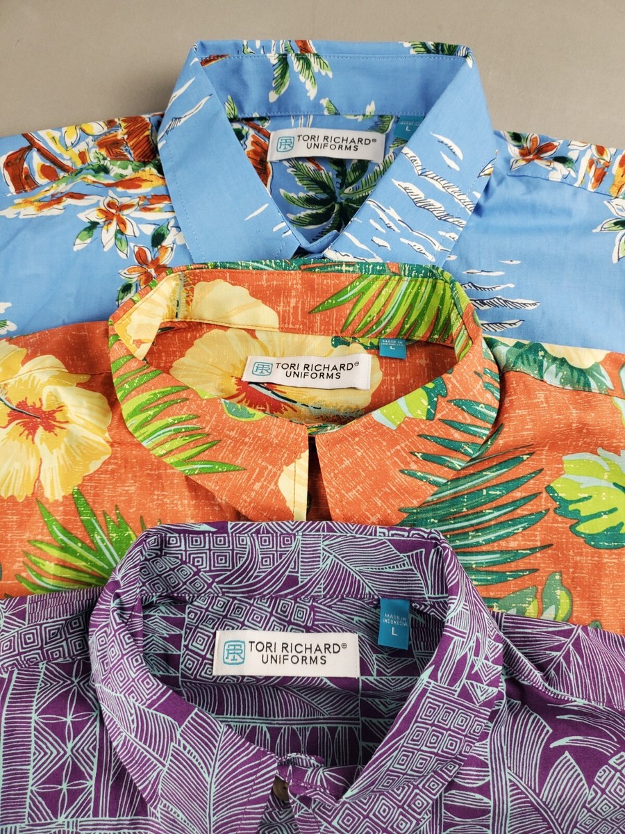 Tori Richard Shirt Mens Large Multicolor Cotton Short Sleeve