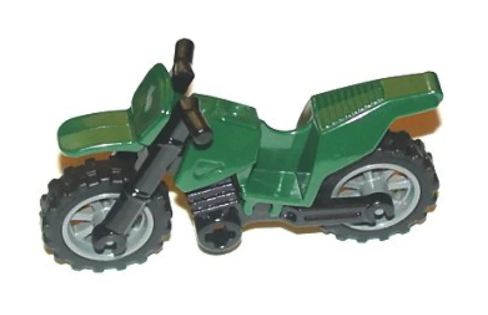 Lego Dark Green Motorcycle Dirt Bike with Black Chassis Gray Wheels Motorbike