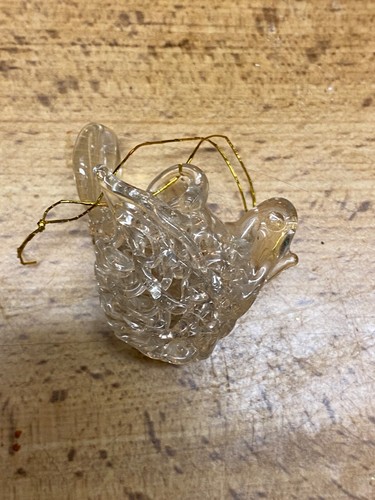 Vintage Spun Glass Puffy Dove Bird Partridge Christmas Ornament 1 1/2"