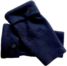 FINGERLESS GLOVES BLACK CASHMERE MERINO WOOL M - L MEDIUM - LARGE MITTENS WOMEN