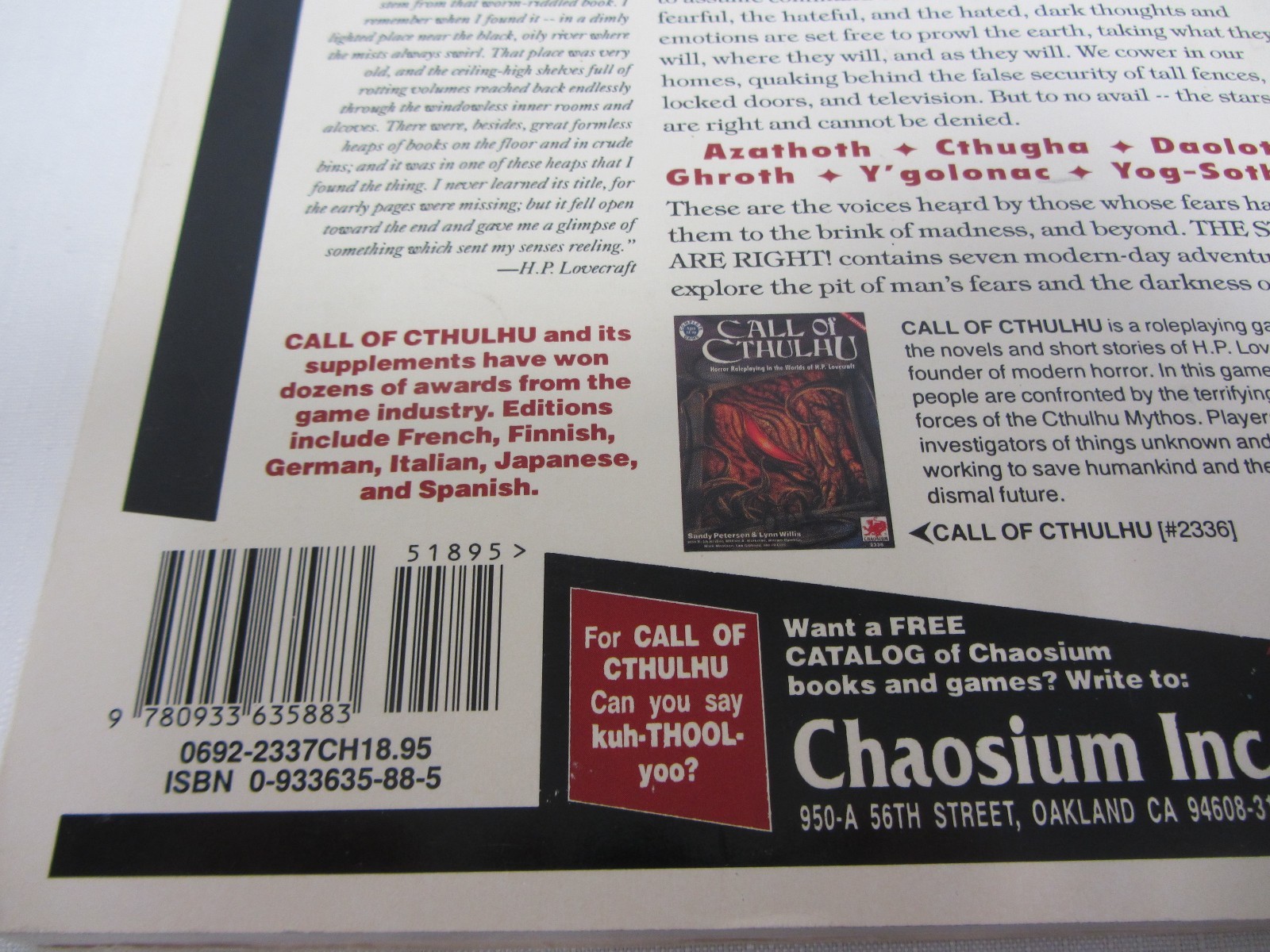 The Stars are Right! ~ Call of Cthulhu 1990's ~ Chaosium ~ 1992